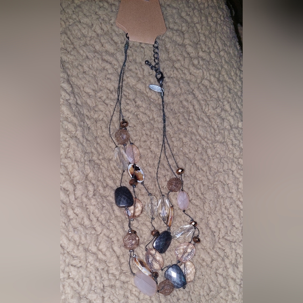 NY Multi-Color Multi Strand Beaded Necklace - Picture 2 of 3